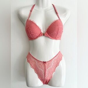 Victoria's Secret Lace Bralette and Panty Set - Pink